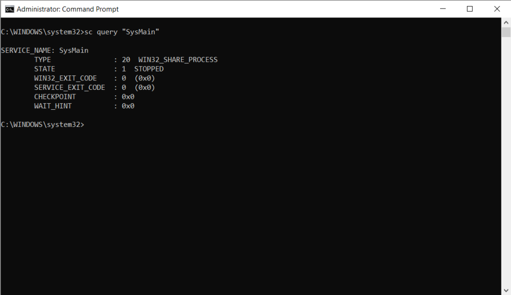 Sysmain Check Status Using Command Prompt